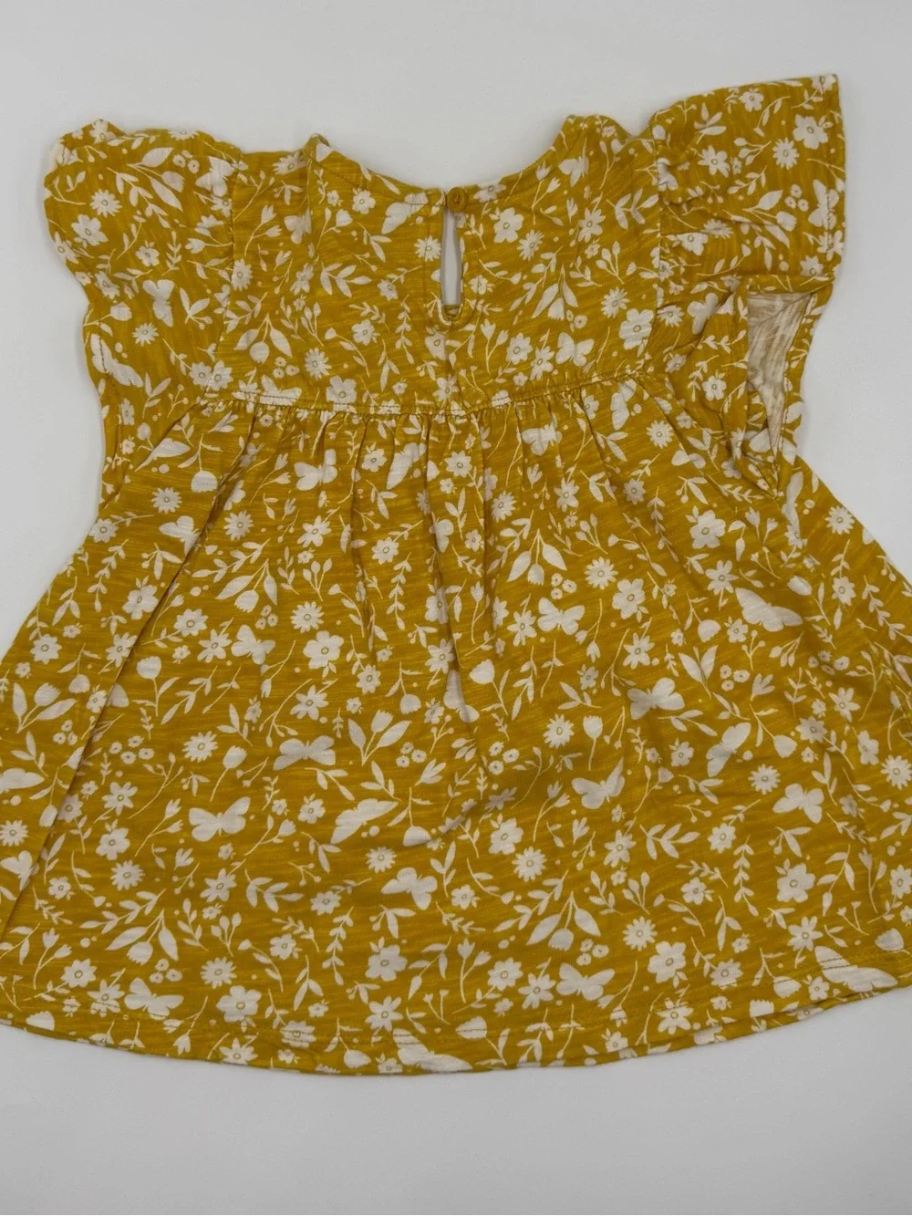 Old Navy Mustard Yellow Floral Top Girls 4T